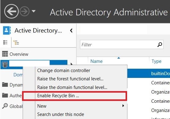 Activer et utiliser la corbeille Active Directory